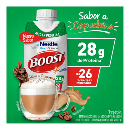 Boost Alto en Proteína Suplemento Alimenticio Capuchino 12 pzas 330ml c/u