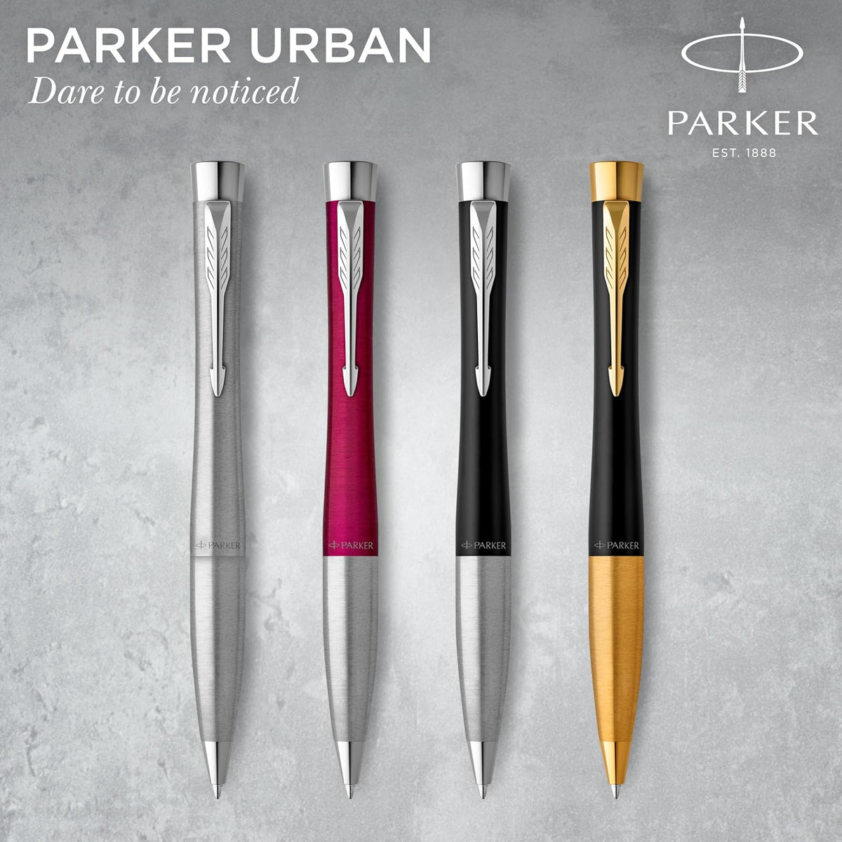 PARKER Urban Twist Bolígrafo | Metro en Metal con Detalles Cromados | Punta Mediana con Tinta Azule | Caja Para Regalo