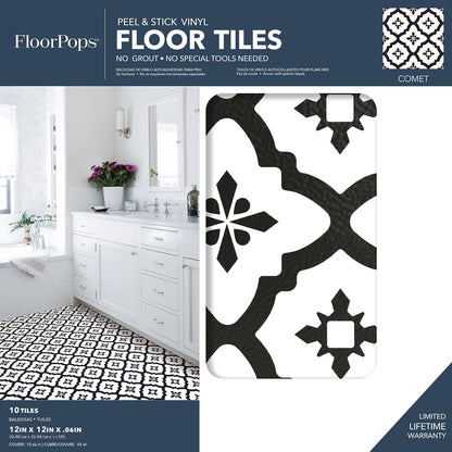 FloorPops FP2480 - Azulejos de piso para despegar y pegar, color negro