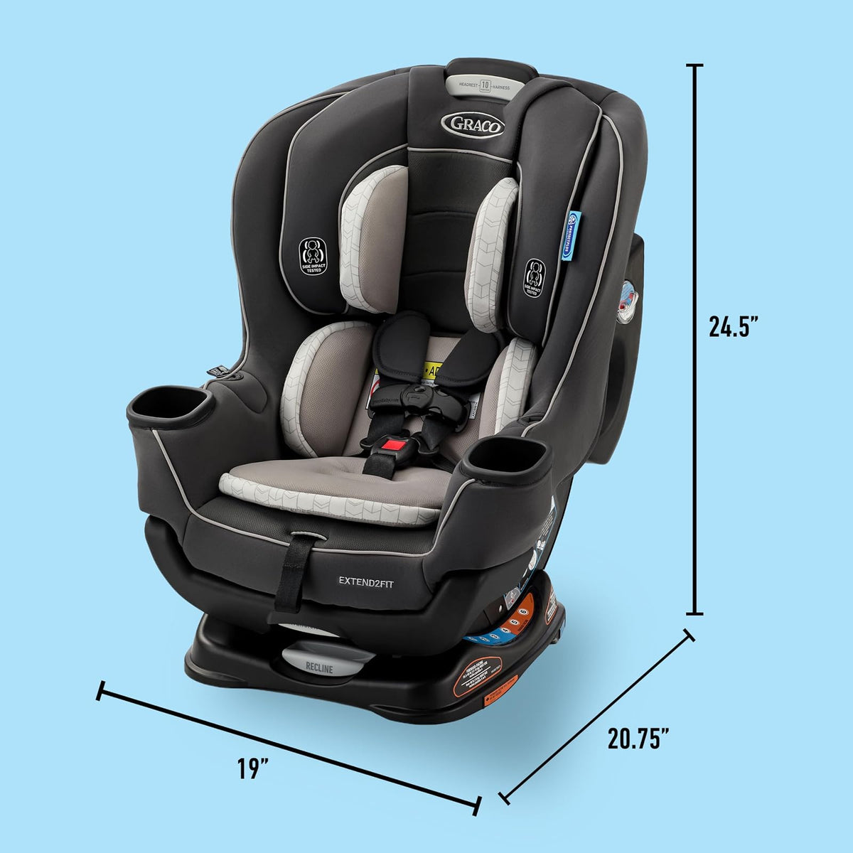 Graco Extend2Fit - Asiento convertible para automóvil para bebé, orientado hacia atrás y hacia adelante, panel de extensión ajustable para espacio adicional para las piernas, Redmond