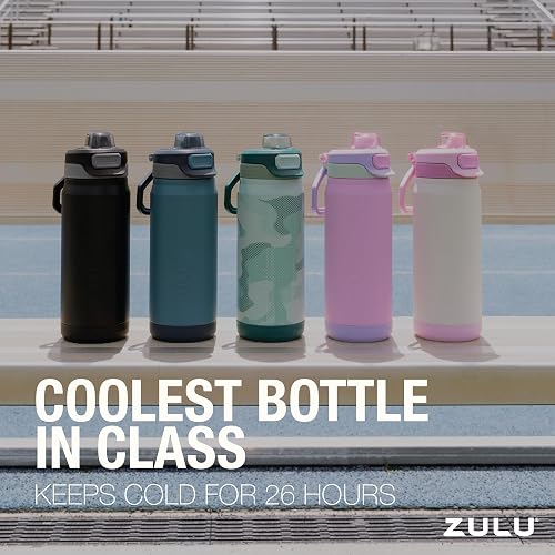 ZULU Powerfill Pro - Botella de agua de acero inoxidable para niños de 18 onzas con tapa de llenado rápido, triple pared aislada al aspiradora, tapa de bloqueo a prueba de fugas, reutilizable, sin BPA
