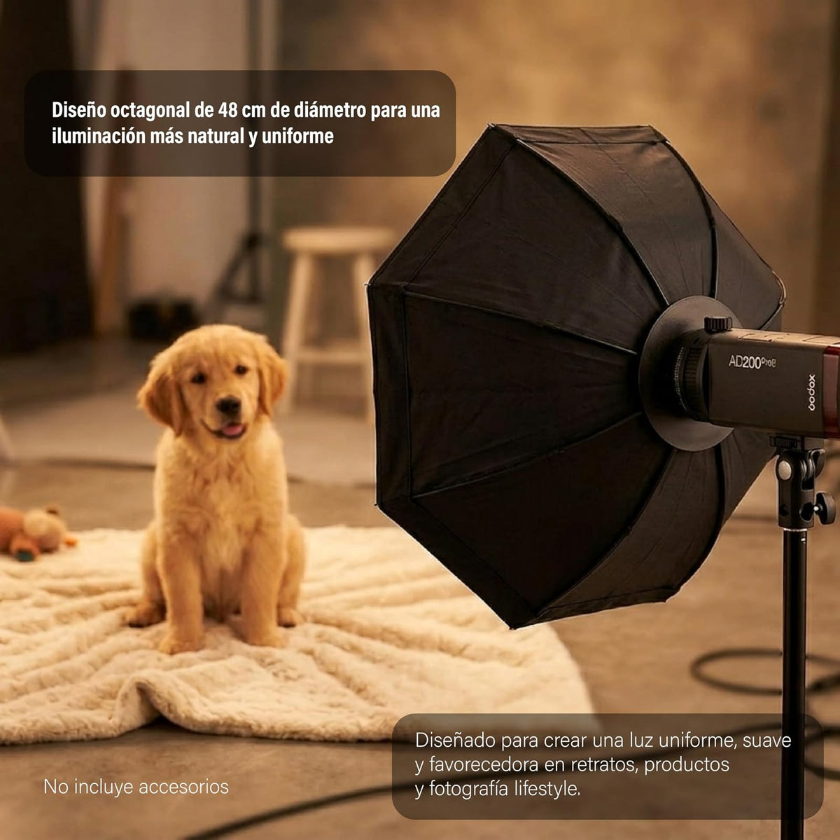 GODOX AD-S7 Softbox Octagonal 48cm Tipo Paraguas para Flash Godox, Difusor de Luz con Grid Panal, Deflector Aluminio, Caja de Luz para Fotografia, Beauty Dish Plegable con Bolsa