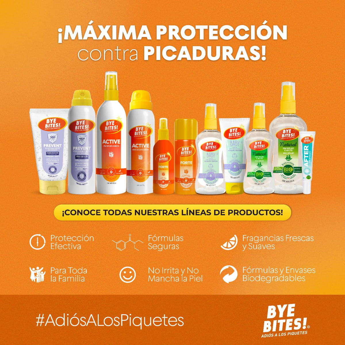 BYE BITES Repelente de Mosquitos BABY en Spray - Fórmula Para Piel Sensible - Hipoalergénico y Libre de Parabenos - Con Aroma a Manzanilla - En DUOPACK de 130 ml c/pieza - Protégete de los Insectos