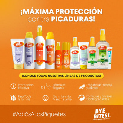 BYE BITES Repelente de Mosquitos BABY en Spray - Fórmula Para Piel Sensible - Hipoalergénico y Libre de Parabenos - Con Aroma a Manzanilla - En DUOPACK de 130 ml c/pieza - Protégete de los Insectos