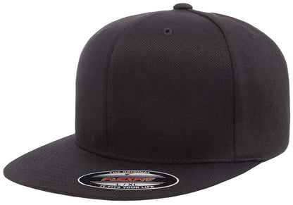 Flexfit Pro-béisbol en el Campo Gorro/Sombrero para para Hombre | Buckram duro, estructurado, espalda cerrada, ajuste elástico, pico plateado - Negro - - CH-M