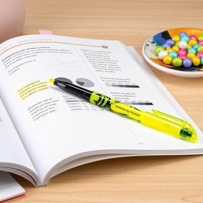 Pilot Frixion Light, Marcatexto borrable, tinta color amarillo, punta cincelada, Caja con doce piezas (46502)