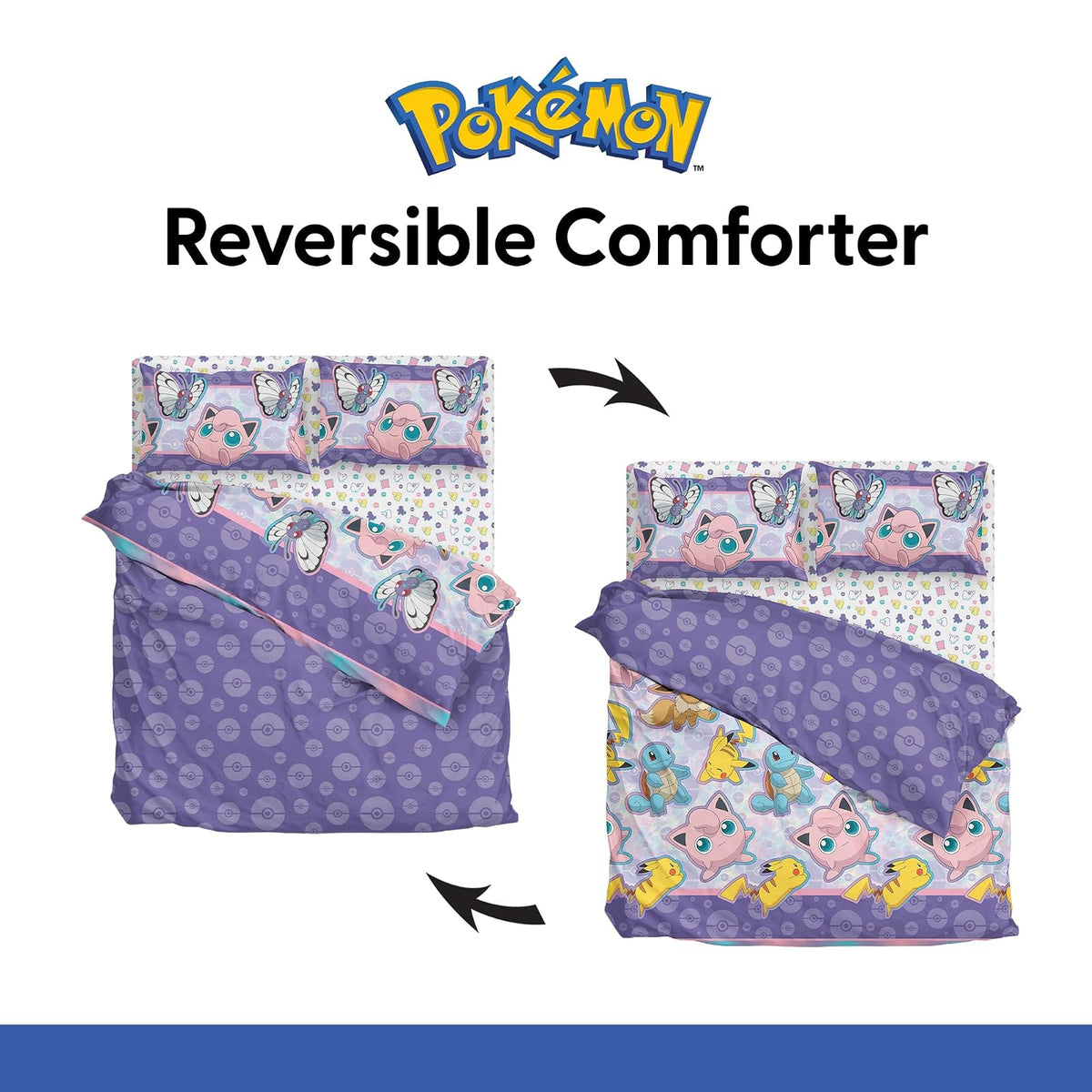Northwest Pokemon Juego de Cama de tamaño Completo en una Bolsa, Ropa de Cama de Anime para niños, Mantas para niños y niñas, Batalla amistosa