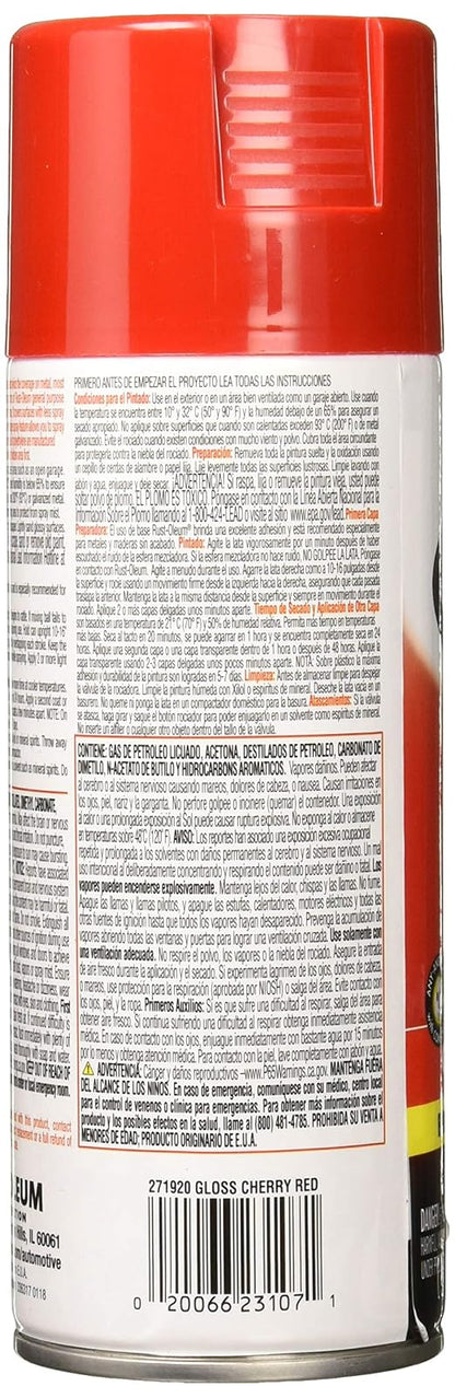 Rust-Oleum Automotive Esmalte Acrílico Rojo Brillante Aerosol 340 g | 2 x cobertura, pintura e imprimación, se adhiere a metal, plástico y madera, spray en cualquier ángulo, secado rápido