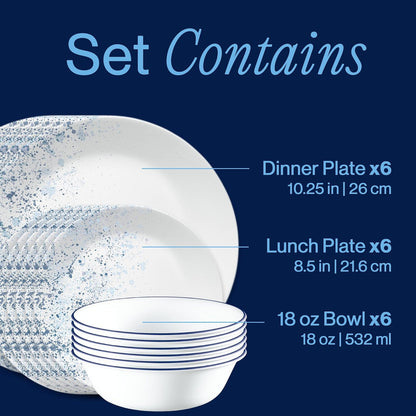 Corelle, 1134352, Vajilla 18 Piezas Indigo Speckle
