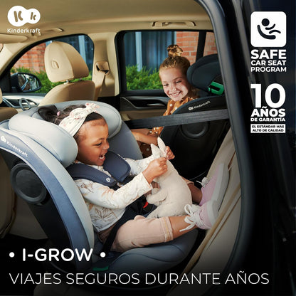 Kinderkraft I-GROW Autoasiento, I-SIZE 40-150 cm, Isofix, Silla automóvil bebé, Asiento infantiles, para niños, Ajustable, Sillade, RWF, FWF, Asiento de automóvil, 360º, Grupo 0+/1/2/3, 0-36 kg, Negro