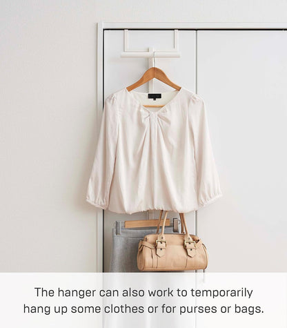 Yamazaki Home Tower - Mochila para colgar sobre la puerta para clóset o recámara, estante de almacenamiento de metal de dos niveles, fácil instalación, acero