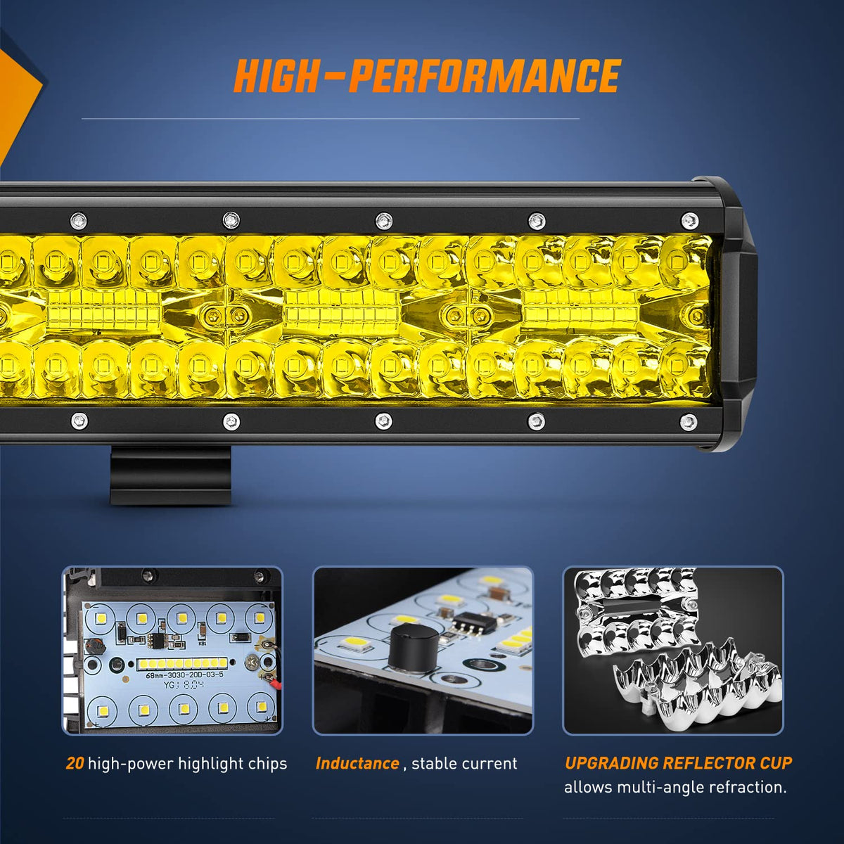 Nilight Barra de Luz LED Ámbar ZH430, 30.5 cm, 240 W, Triple Hilera, Combo Inundación, con Arnés 16 AWG, 12-24 V