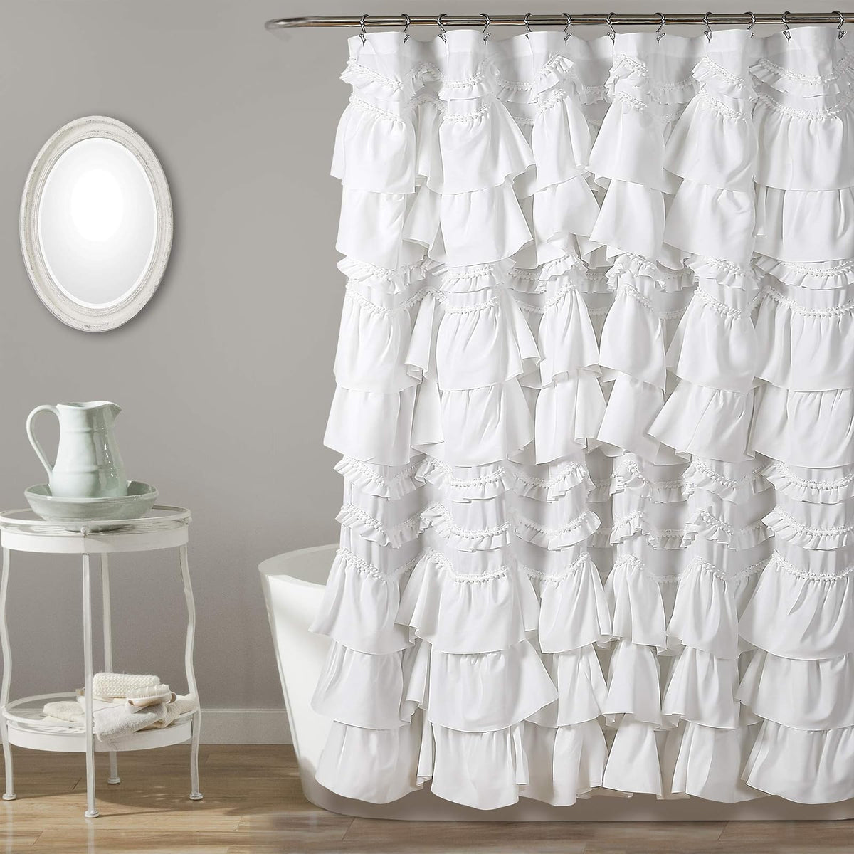 Lush Decor Kemmy Shower Curtain, 72" x 72", White - Blanco