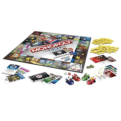 Hasbro Gaming, Monopoly Edición Mario Kart, Nintendo, Juego de Mesa Familiar, Juego para 2 a 4 Jugadores, Edad Recomendada: de 8 Años en Adelante