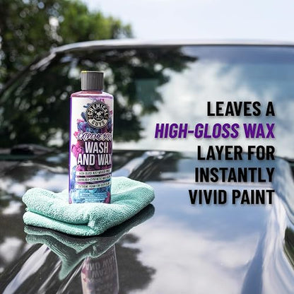 Chemical Guys Extreme Bodywash & Wax Jabón espumoso para lavar automóviles (para cañones de espuma, pistolas o cubos de lavado) Para automóviles, camiones, motos, vehículos recreativos Más, 3,79 L, aroma de uva