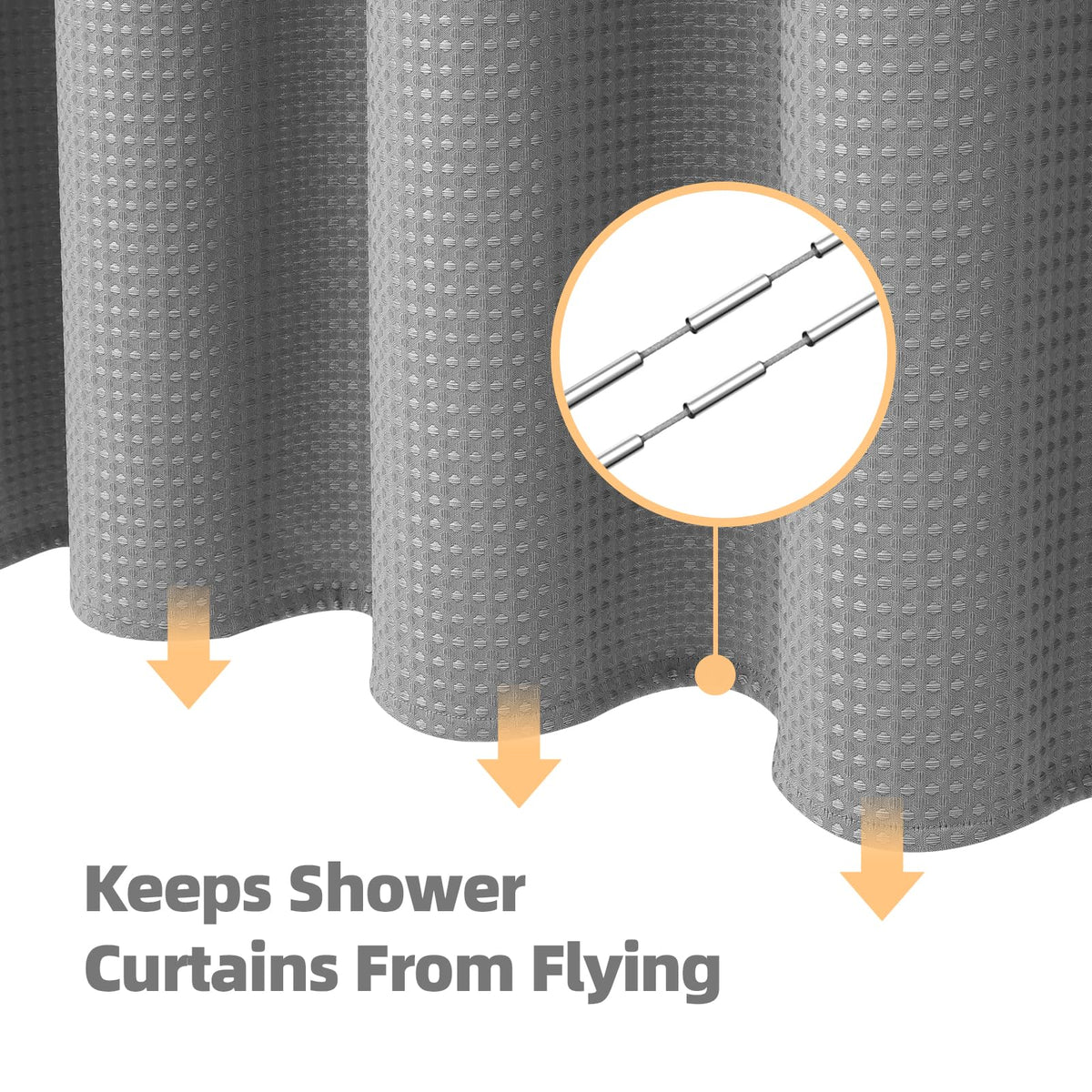 LaCyan 3 en 1 Cortina de Ducha Impermeable y Juego de Forro Transparente con 12 Ganchos para baño Cortinas de Ducha de poliéster Resistente 72 Pulgadas (Gris, 183W*183H)
