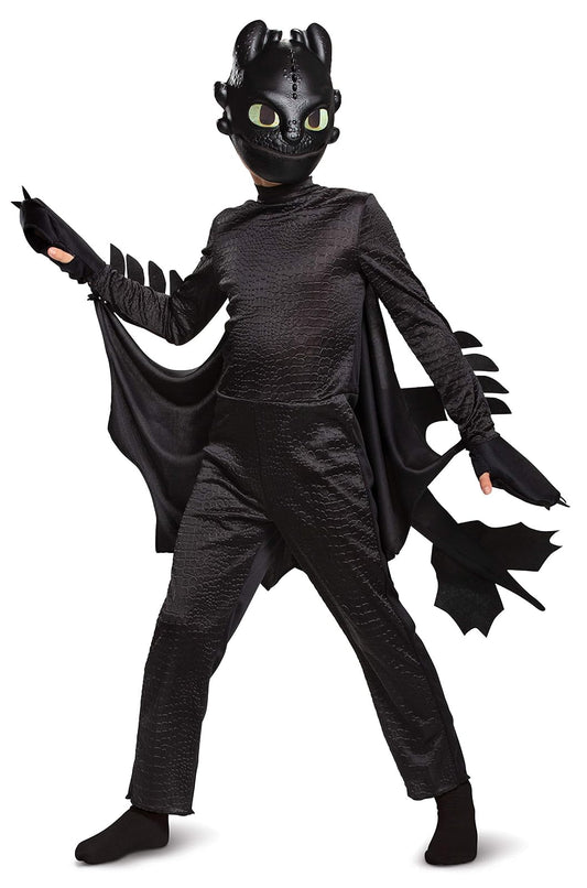 Disguise Toothless How to Train Your Dragon Hidden World - Disfraz de Lujo para niños, Color Negro