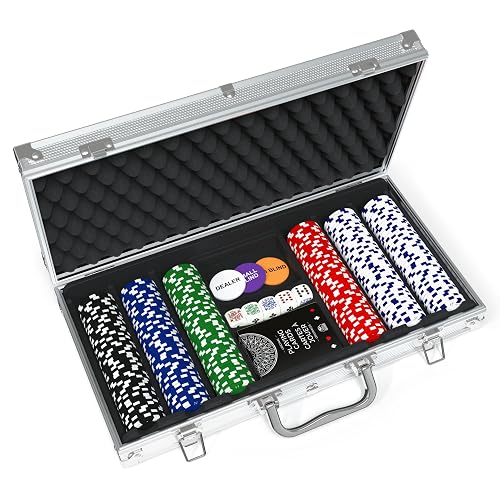 Spin Master Games Cardinal, Juego de póquer de 300 Piezas con Estuche de Aluminio y fichas Profesionales de 11.5 g más 5 Dados de póquer, para Adultos y niños a Partir de 10 años