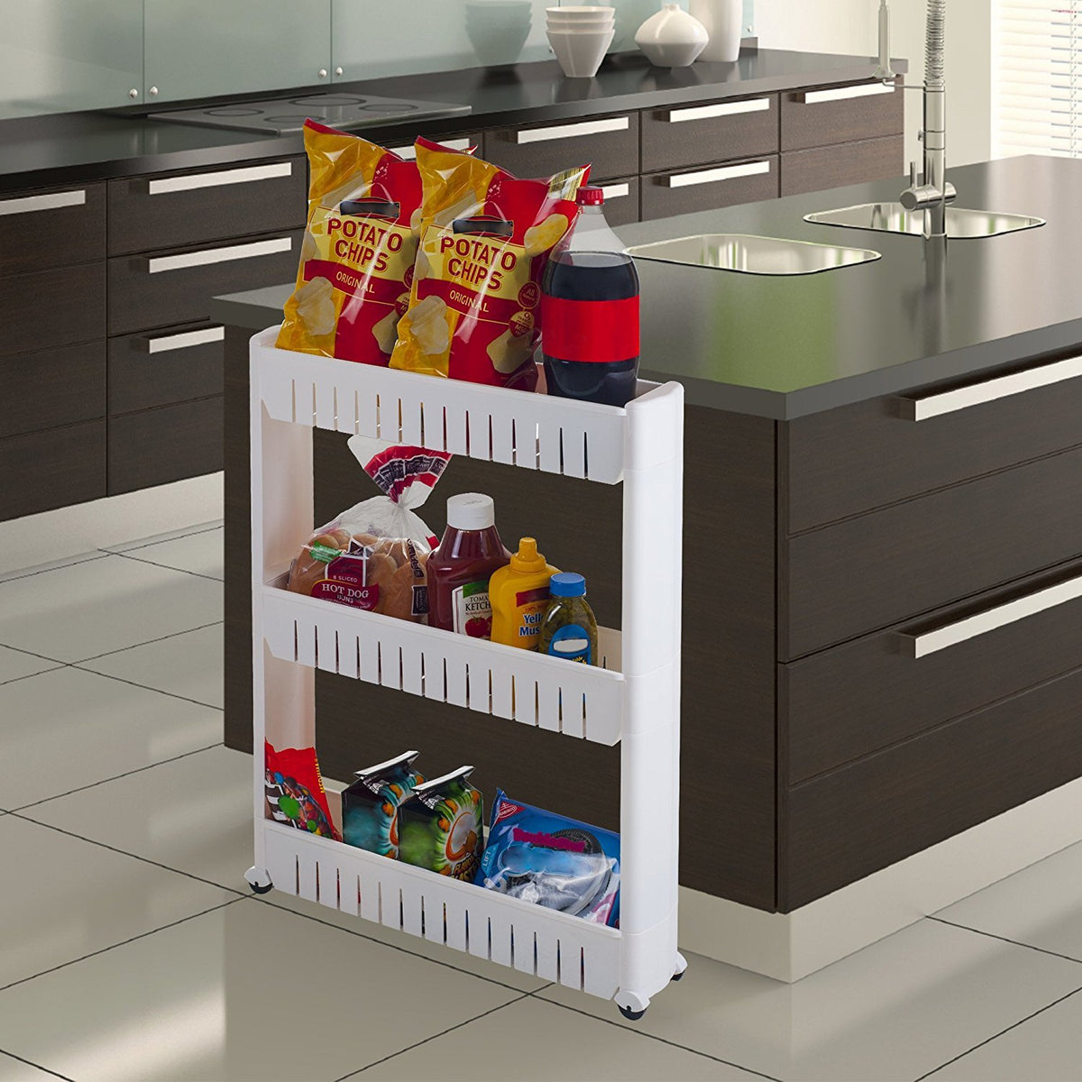 Lavish Home - Carrito de almacenamiento de 4 niveles con ruedas