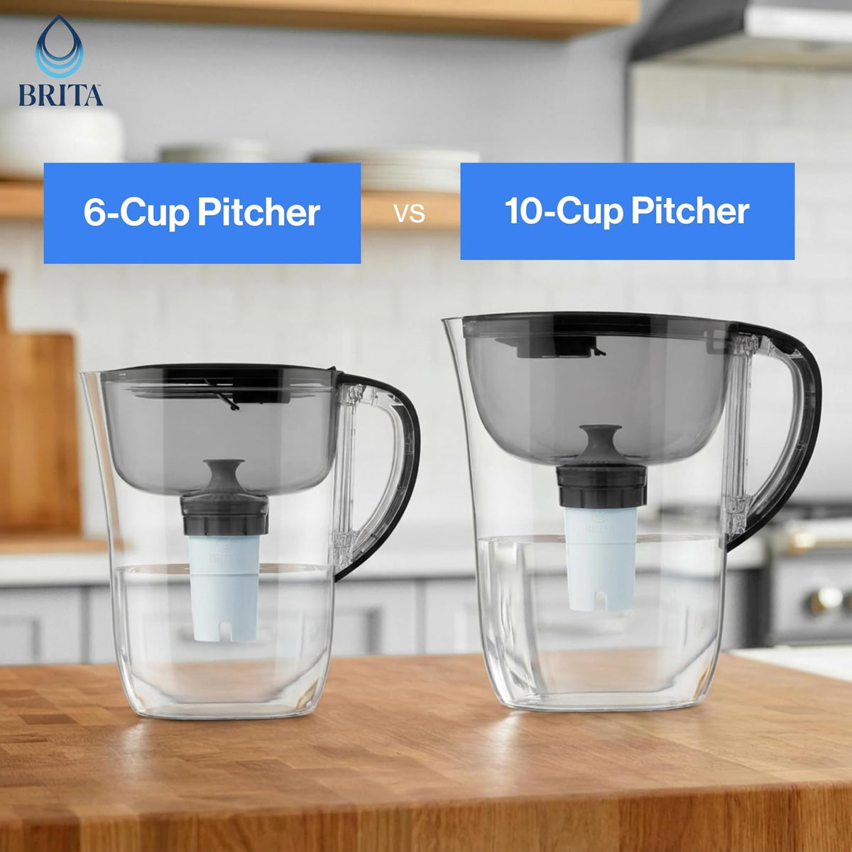 Brita - Jarra de filtro de agua para llave y agua potable con 1 filtro estándar, dura 2 meses, capacidad de 6 tazas, sin BPA, rojo