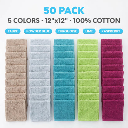 Cleaning Solutions 79148 Multi Washcloths (Pack of 60) Ideal for Home, Bath, Gym, Office and Commercial Use. Size x 12”, 5 Colors Included, 60 Pack 60 Pack