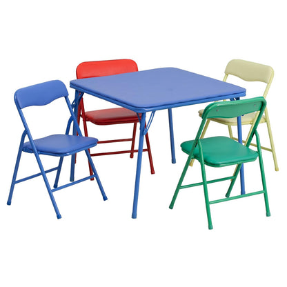 Flash Furniture Set de Mesa Infantil Plegable y 4 Sillas Infantiles Plegables – Conjunto de Mesa con Sillas Multicolor