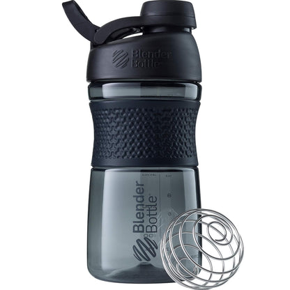 BlenderBottle - Blender Bottle - Botella agitadora SportMixer con tapa giratoria Tritan Grip, 20 onzas, negra
