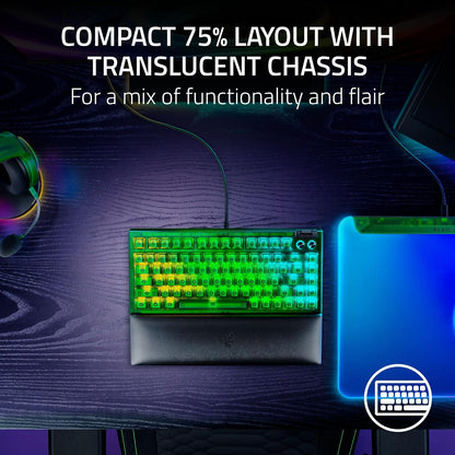 Razer V4 75% Teclado mecánico para Juegos: diseño Intercambiable en Caliente, Compacto y Duradero, interruptores táctiles Naranjas - Chroma RGB - Teclas de Rodillo y Medios MF - Cómodo