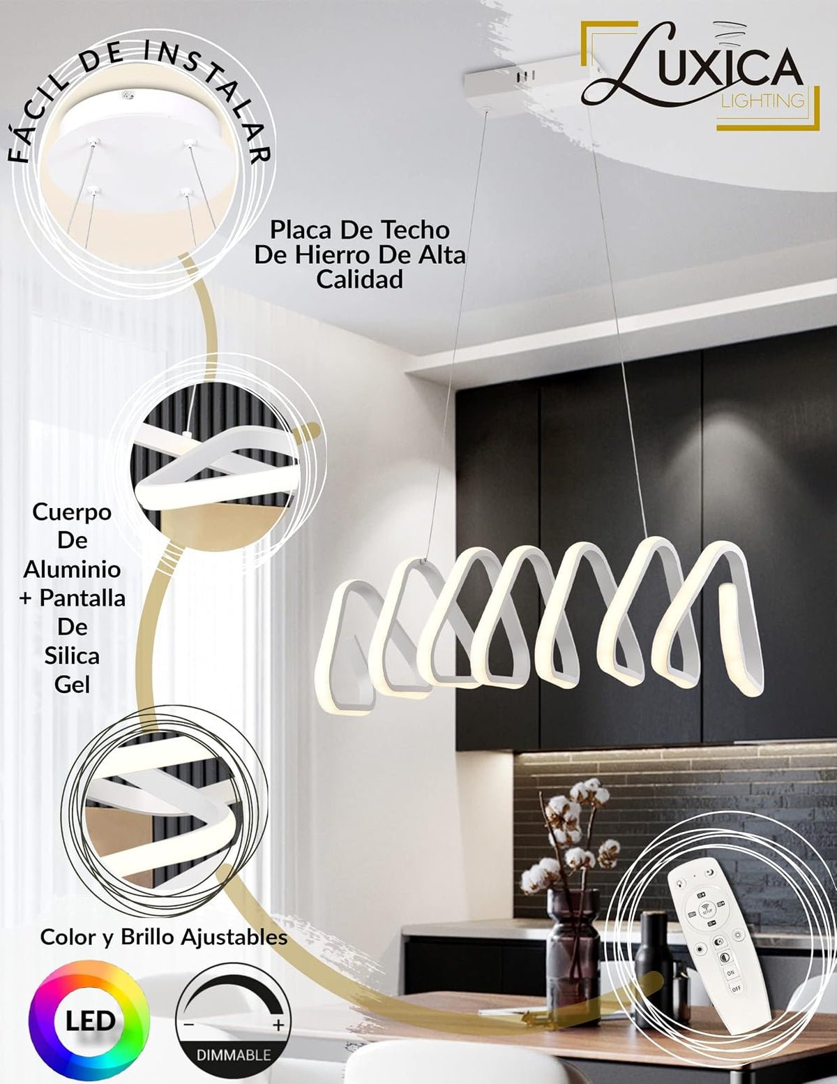 LÁMPARA TIPO CANDIL COLGANTE - LUXICA LIGHTING - Lampara Elegante y Moderna con Luz colgante LED - Lámparas innovadoras …