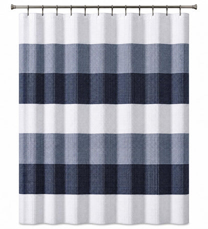 Dainty Home OMBRE WAFFLE SHOWER CURTAIN 70x72 Navy