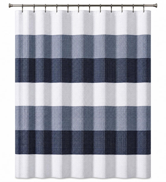 Dainty Home OMBRE WAFFLE SHOWER CURTAIN 70x72 Navy