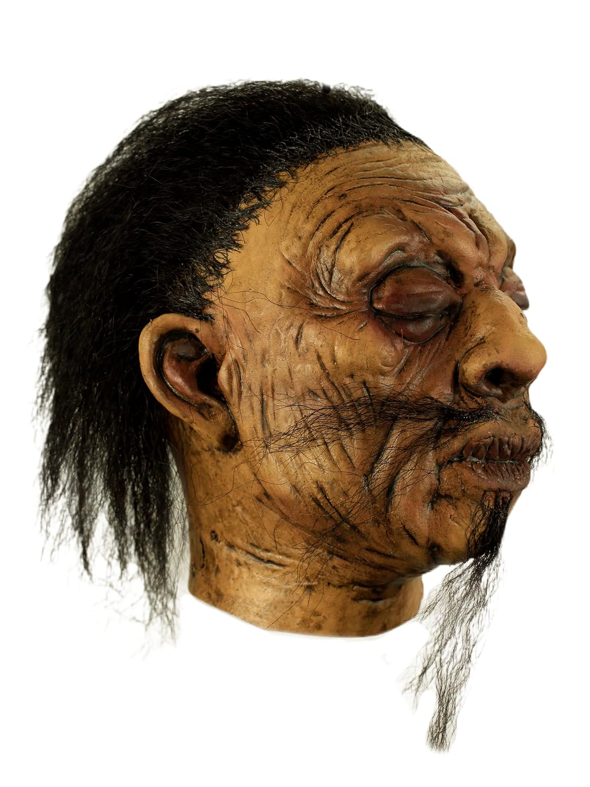 Ghoulish Productions Shrunken Head A - 1, Artículo Decorativo de Craneo Encogido de Brujo, Adorno para Decoración de Halloween de Cabeza Pequeña Ideal para Casa de Terror y Día de Muertos