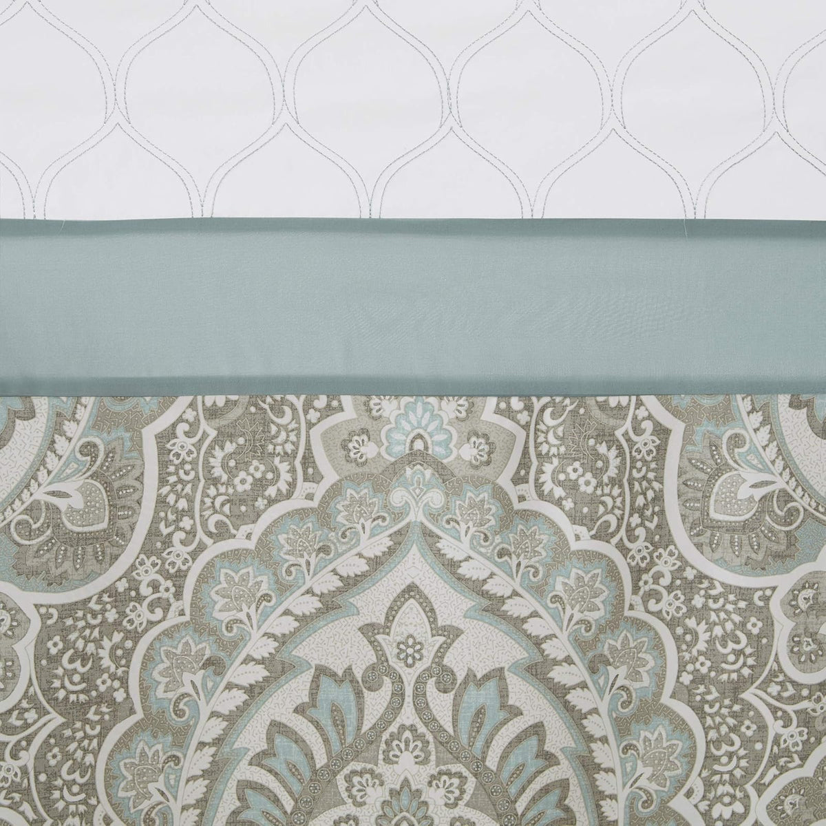 Cortina de Ducha de diseño clásico de Damasco con Estampado de Rayas Bordadas y Estampado de Shawnee 510, con Forro, 182,88 x 182,88 cm, Color Azul