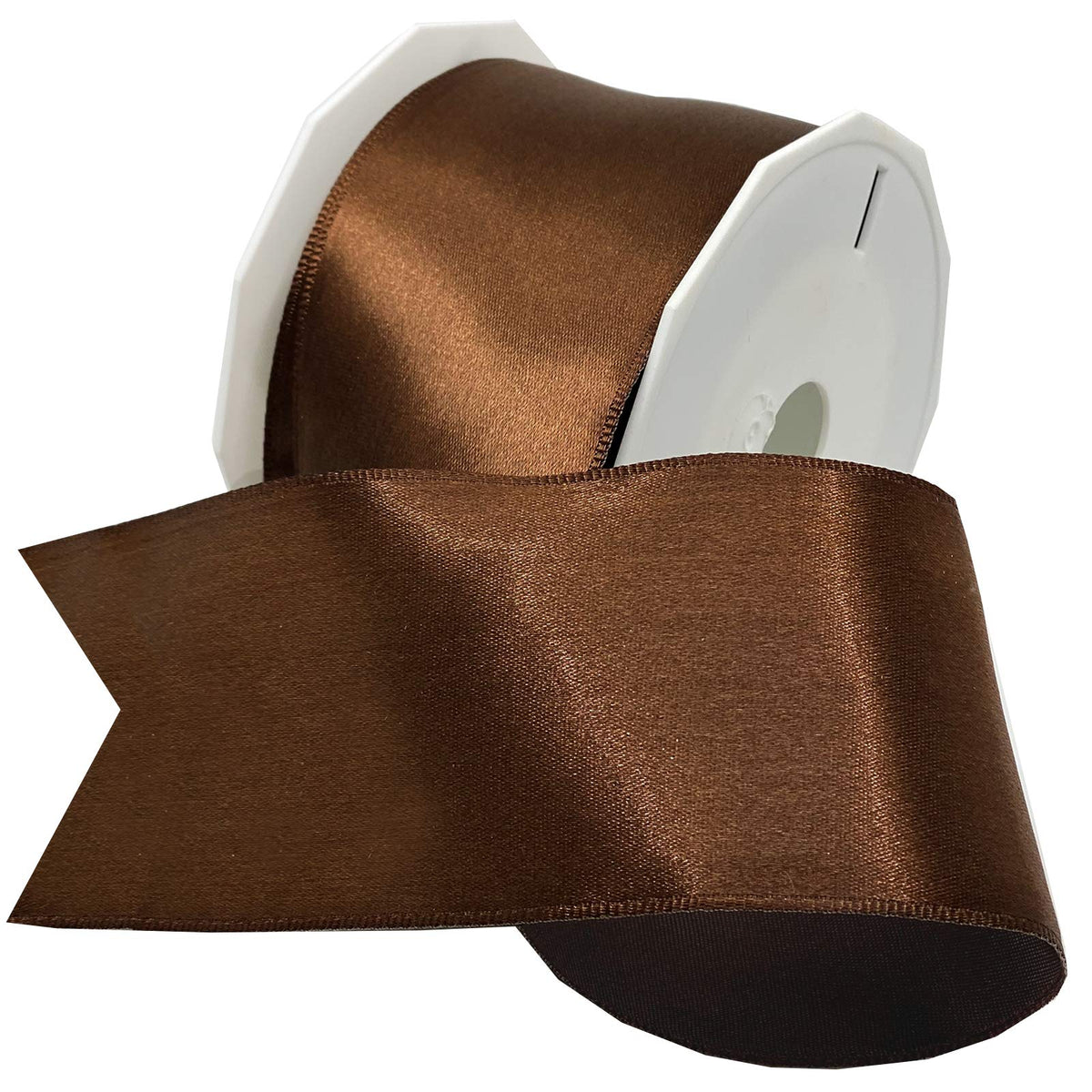 Morex Cinta de satén con alambre, envoltura de regalo, decoración de Navidad y boda, cintas de seda para manualidades y arreglos florales, 2-1/4 pulgadas por 10 yardas, café