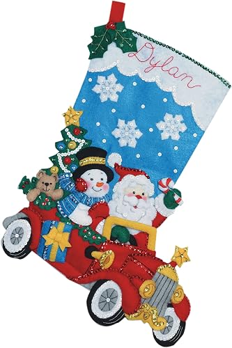 Bucilla 86451 Bota de Navidad con aplicación de Fieltro, 45.72 cm, diseño de Paseo navideño