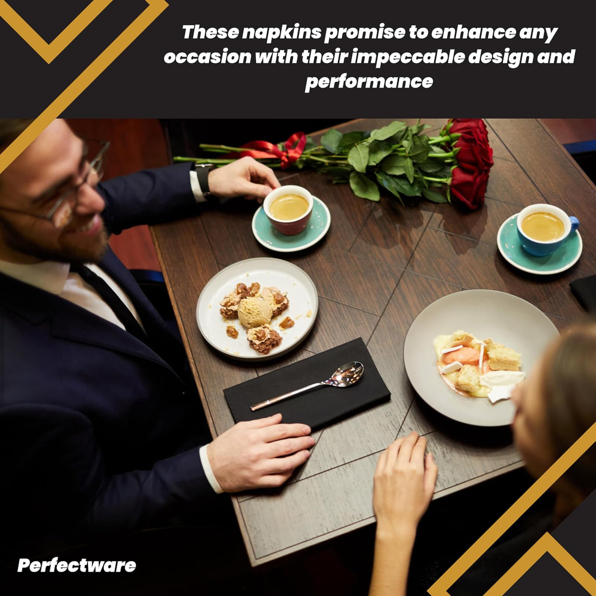 Perfectware - Servilletas de bebidas de 2 capas, 300 unidades, Negro, 10 x 10 cm