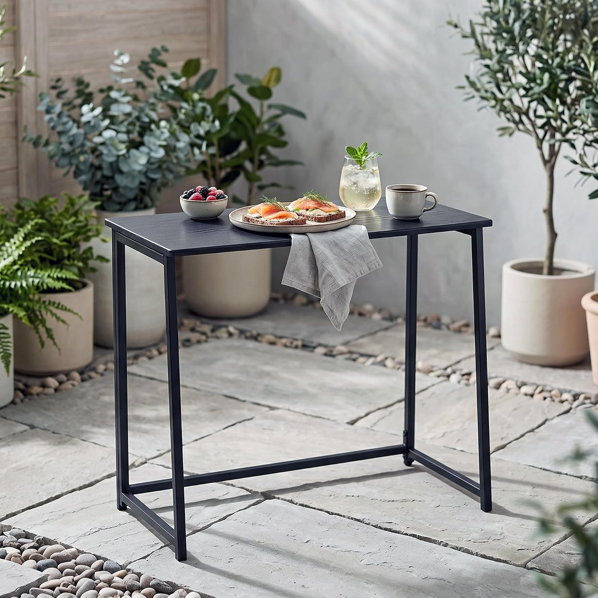 COKOS Escritorio Plegable para Computadora de Casa Marco de Metal Ahorro de Espacio Moderno y Simple Escritorio para Computadora Portátil para Sala de Estudio 80 x 44 x 74 cm Negro