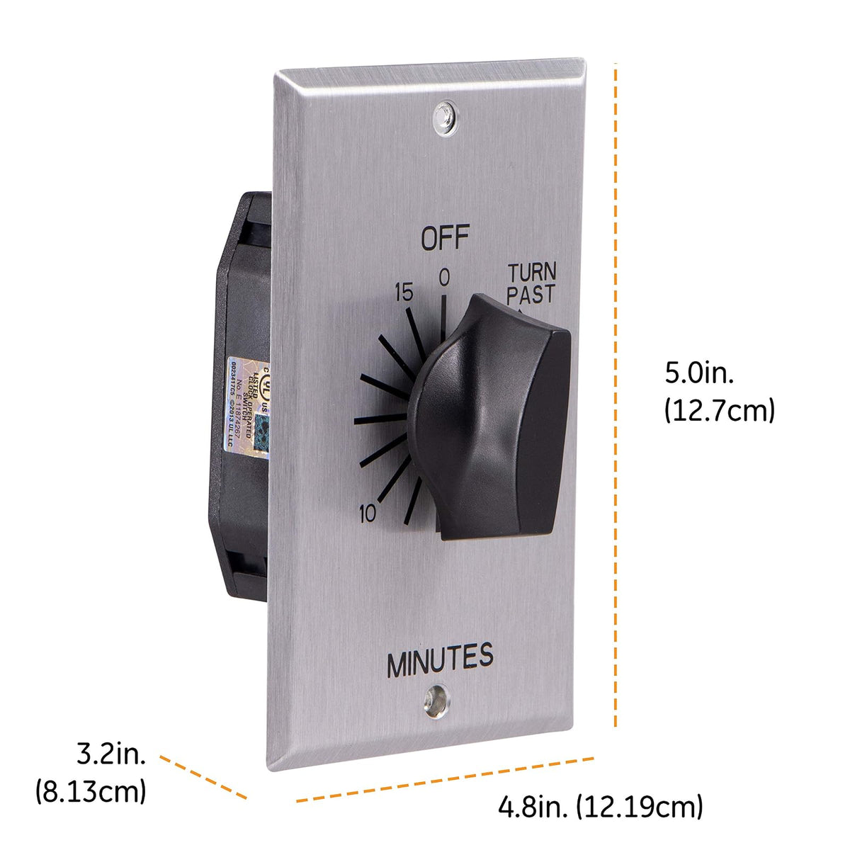 GE - Interruptor de temporizador mecánico de cuenta regresiva en la pared, herida de resorte, hasta 15 minutos, intervalos de 1 minuto, no necesita cable neutro, ideal para luces, ventiladores de escape, calentadores, LED, 15303