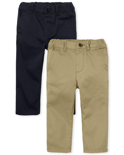 The Children's Place Pantalones Chinos Delgados, Paquete de Dos Pantalones para bebés niños