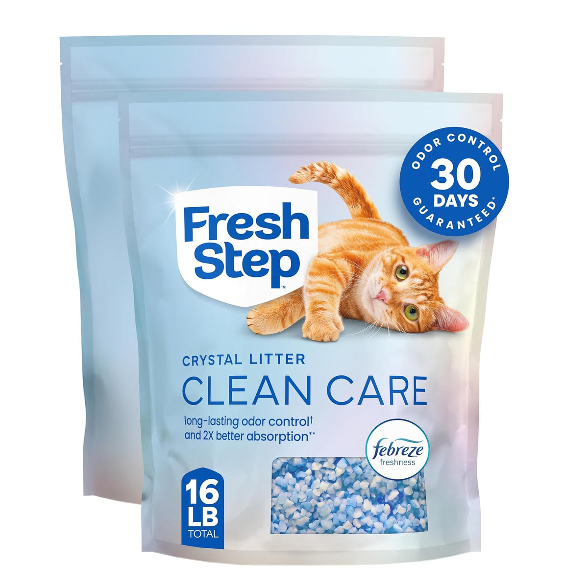 Fresh Step Crystals, Arena para Gatos Premium, perfumada, 16 Libras (2 Paquetes de Bolsas de 8 Libras)