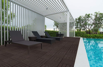 ASTEROUTDOOR - Azulejos entrelazados de plástico impermeable para exteriores, 12 x 12 pulgadas, para patio, jardín, terraza, piscina, interior, exterior, 27 piezas, café
