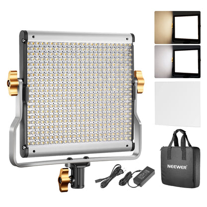 Neewer Bi-color LED Regulable con U Soporte de Video Pro de Luz para Estudio, YouTube Al aire libre Video Kit de Iluminación de Fotografía, Marco de Metal Durable, 480 LED Beads, 3200-5600K, CRI 96+