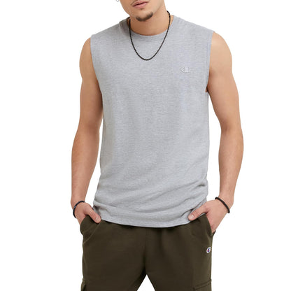 Champion Playera Muscular de Algodón para Hombre - Oxford Gray - Logotipo C - G