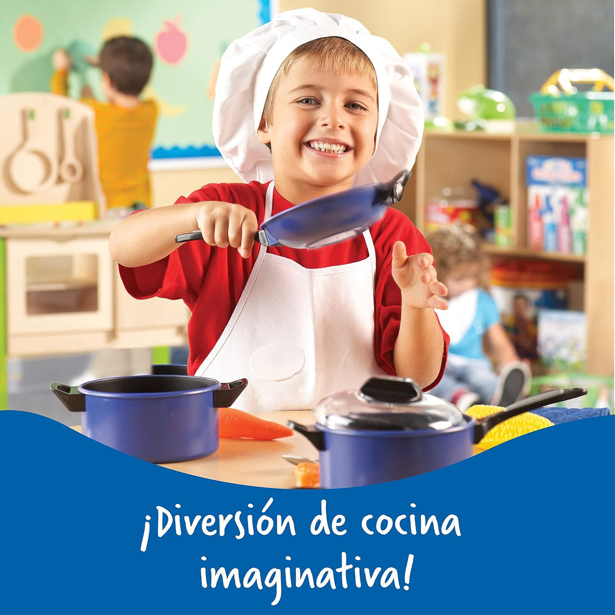 Learning Resources Pretend & Play Pro Chef Set , 13 Piezas, 3 años +, Juegos de Imitacion, Cocina Juguete, Set Cocina Juguete, Juegos de Cocina de Juguete