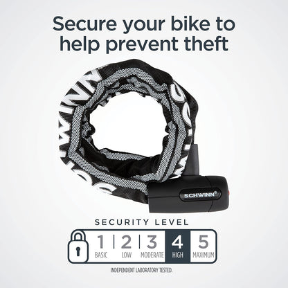 Schwinn Bloqueo antirrobo para Bicicleta, Niveles de Seguridad 1-5, Opciones de Llave y combinación, múltiples Longitudes