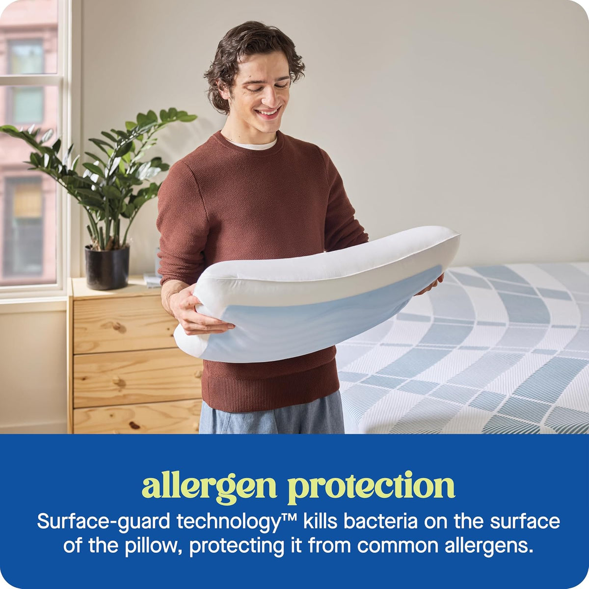 SEALY Dreamlife Almohada refrescante de Espuma viscoelástica tamaño King con Gel de refrigeración SealyChill, Funda extraíble Lavable a máquina, Fabricada en los Estados Unidos, Color Blanco