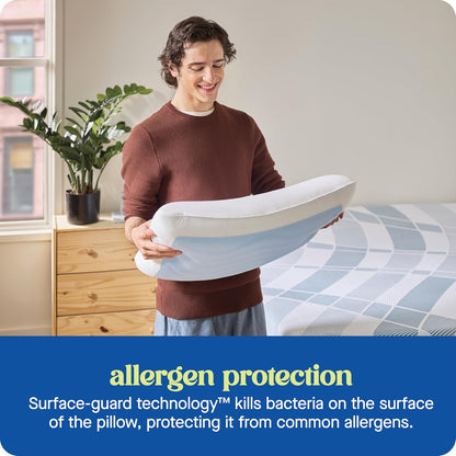 SEALY Dreamlife Almohada refrescante de Espuma viscoelástica tamaño King con Gel de refrigeración SealyChill, Funda extraíble Lavable a máquina, Fabricada en los Estados Unidos, Color Blanco