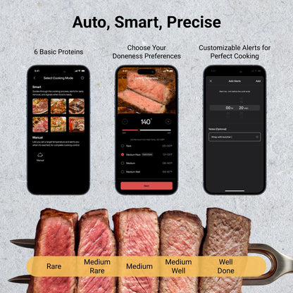 Typhur Sync - Termómetro inalámbrico para carne Quad Gen 2 | 4 sondas | 6 sensores | visualización LCD | WiFi y Bluetooth 5.3 | Estabilidad y alcance mejorados | IPX8 impermeable | para barbacoa