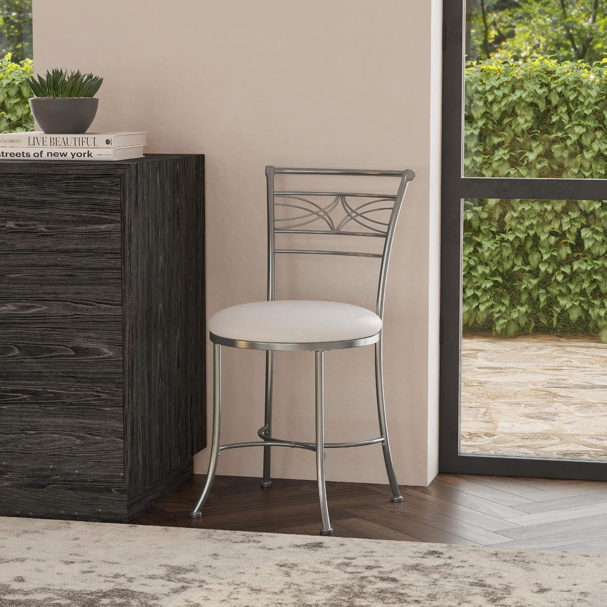Hillsdale Furniture Dutton - Taburete de Cambiador, Chapado en Cromo
