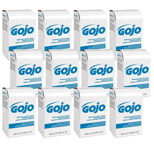 Gojo Premium Lotion Soap, Waterfall Fragrance, 800 mL Lotion Hand Soap Refill 800 Series Bag-In-Box Soap Dispenser (Pack of 12) - 9106-12